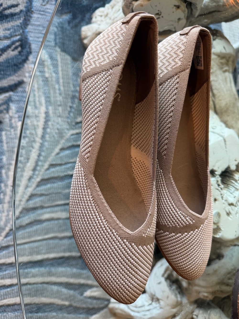 Toms Knit Slip-On Ballet Flats in Blush Taupe